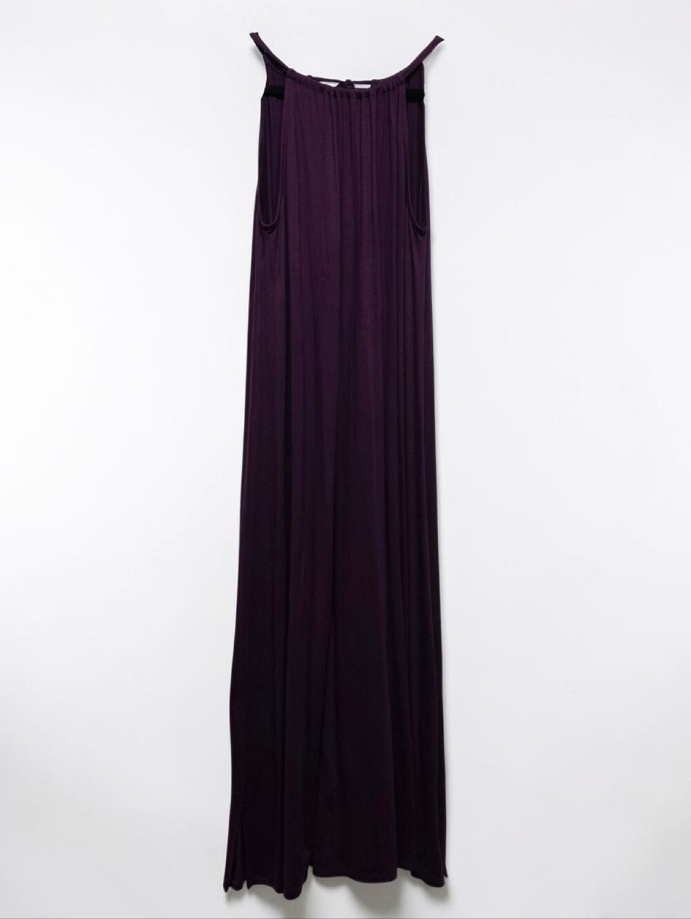 Eileen Fisher Plum Purple Tencel Lyocell Back Keyhole Tie Midi Dress S/P - Picture 2 of 5